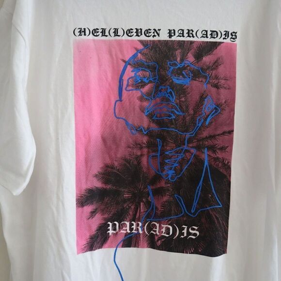 Eleven Paris 21F1TS38 Mens Sz XL White Helleven Paradis Logo Graphic T-Shirt $60 - Picture 3 of 5